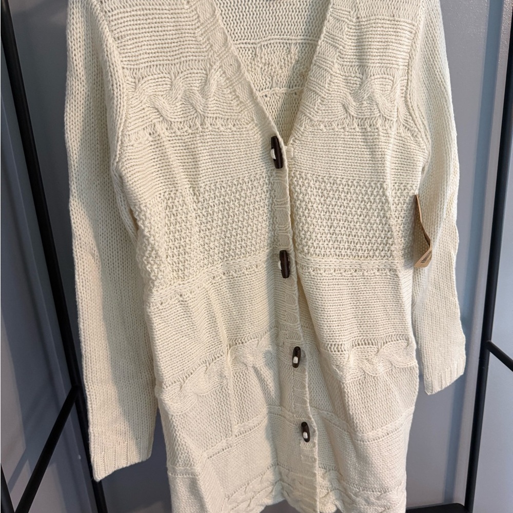 RUFF HEWN Cozy Cream Knit Cardigan Sweater
